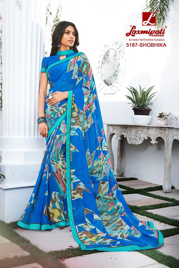 Laxmipati Rangrezi 5187 Blue Georgette Saree