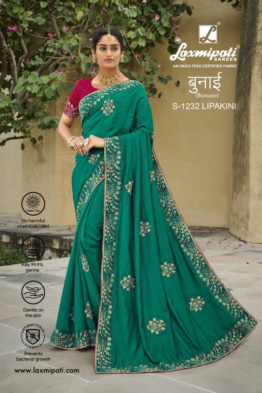 Laxmipati Bunaee S-1232 Green Silk Saree