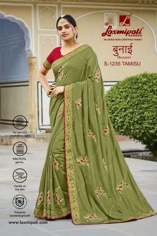 Laxmipati Bunaee S-1235 Green Silk Saree