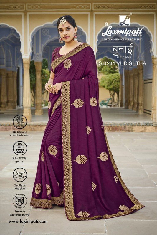 Laxmipati Bunaee S-1241 Purple Silk Saree