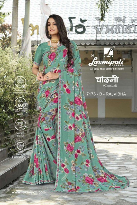 Laxmipati Chandni 7173-B Blue Georgette Saree