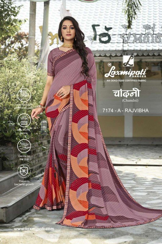 Laxmipati Chandni 7174-A Pink Georgette Saree