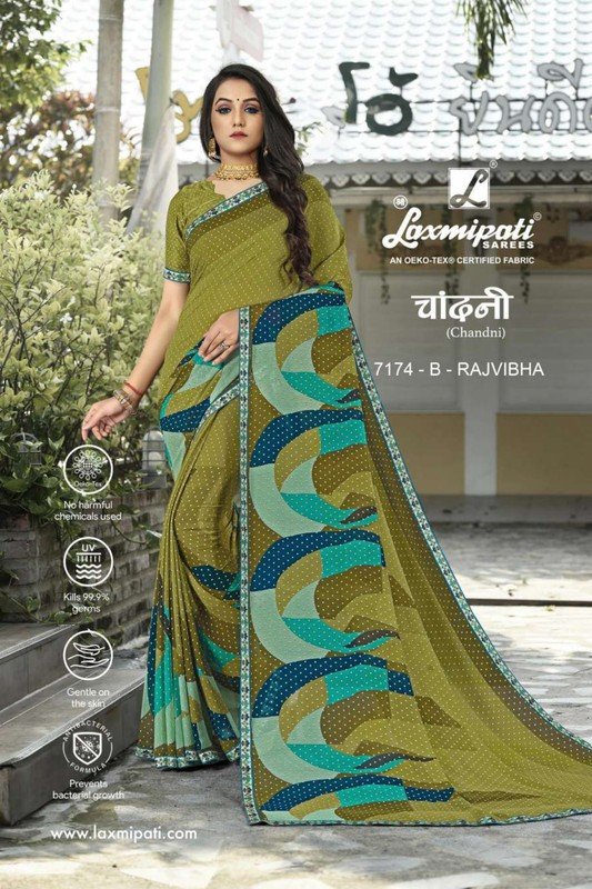 Laxmipati Chandni 7174-B Green Georgette Saree