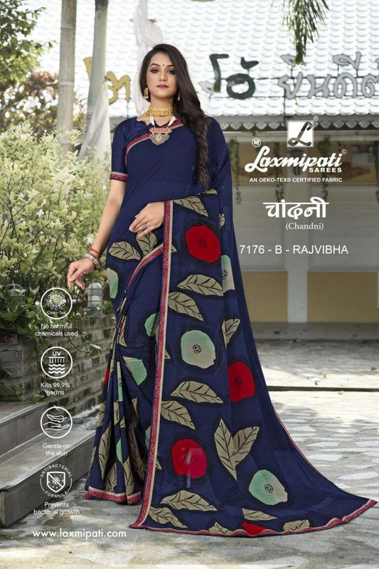 Laxmipati Chandni 7176-B Blue Georgette Saree