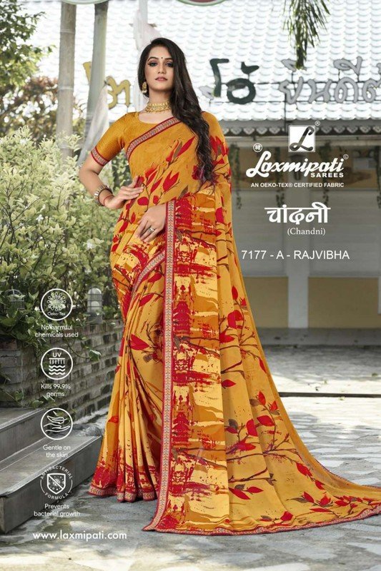 Laxmipati Chandni 7177-A Orange Georgette Saree