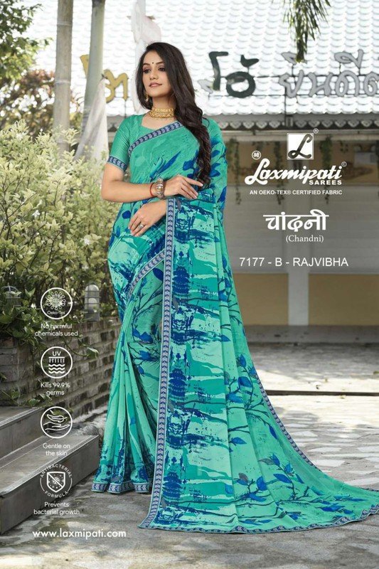 Laxmipati Chandni 7177-B Blue Georgette Saree