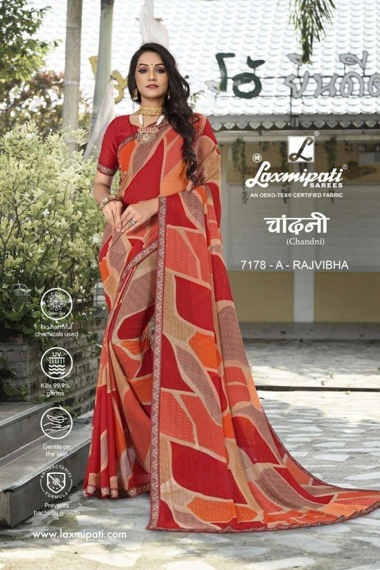 Laxmipati Chandni 7178-A Red Georgette Saree