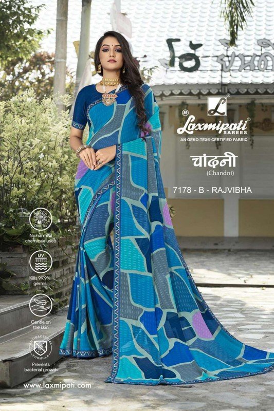 Laxmipati Chandni 7178-B Blue Georgette Saree