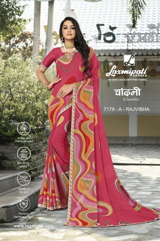 Laxmipati Chandni 7179-A Pink Georgette Saree