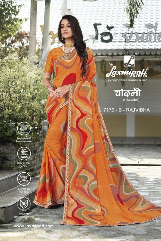 Laxmipati Chandni 7179-B Orange Georgette Saree