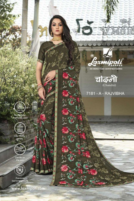 Laxmipati Chandni 7181-A Green Georgette Saree