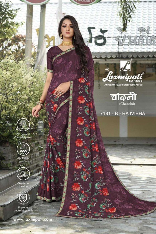 Laxmipati Chandni 7181-B Violet Georgette Saree