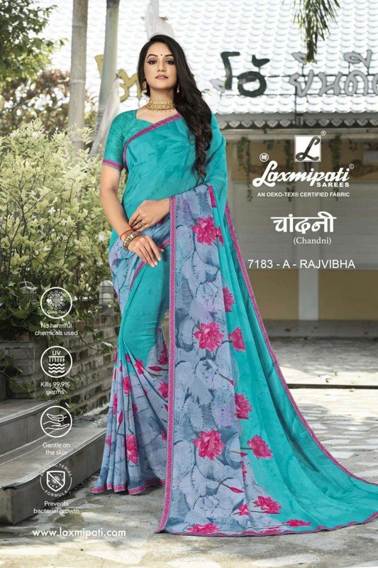 Laxmipati Chandni 7183-A Blue Georgette Saree