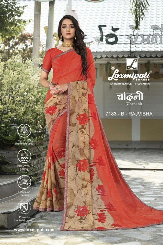 Laxmipati Chandni 7183-B Red Georgette Saree