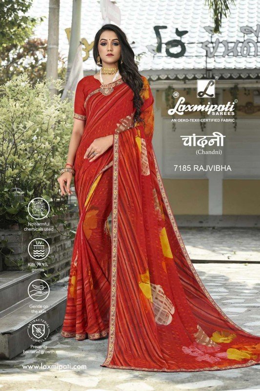 Laxmipati Chandni 7185 Red Georgette Saree