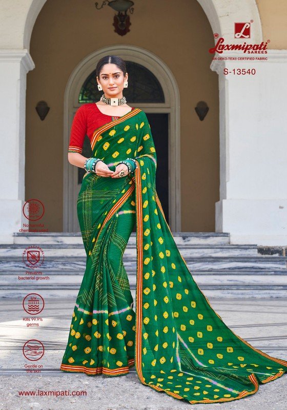 Laxmipati Chandrama Pm-13540 Green Chiffon Saree