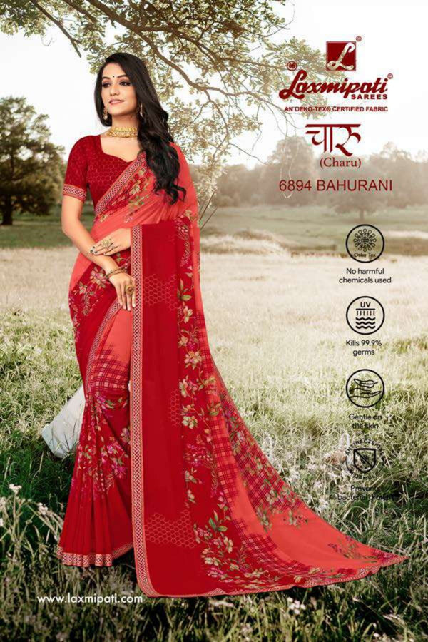 Laxmipati Charu 6894 Red Georgette Saree