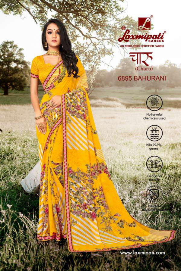 Laxmipati Charu 6895 Yellow Georgette Saree