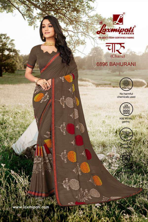 Laxmipati Charu 6896 Brown Georgette Saree