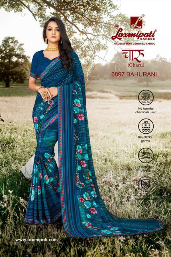 Laxmipati Charu 6897 Blue Georgette Saree