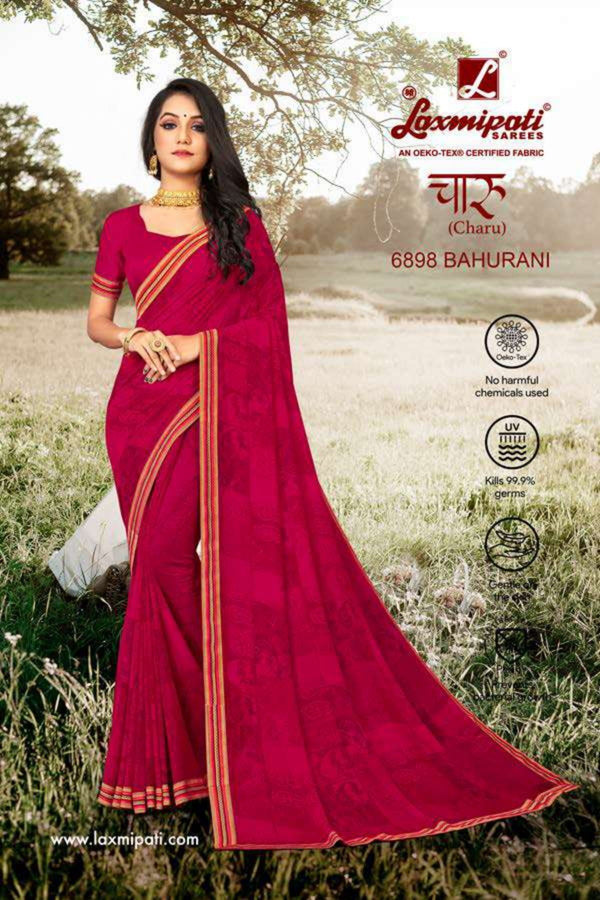 Laxmipati Charu 6898 Pink Georgette Saree