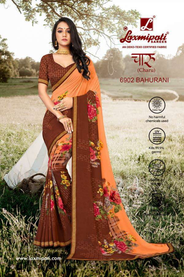 Laxmipati Charu 6902 Brown Georgette Saree