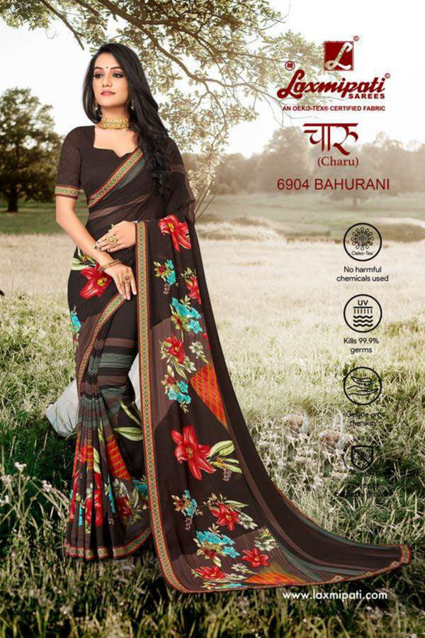 Laxmipati Charu 6904 Brown Georgette Saree