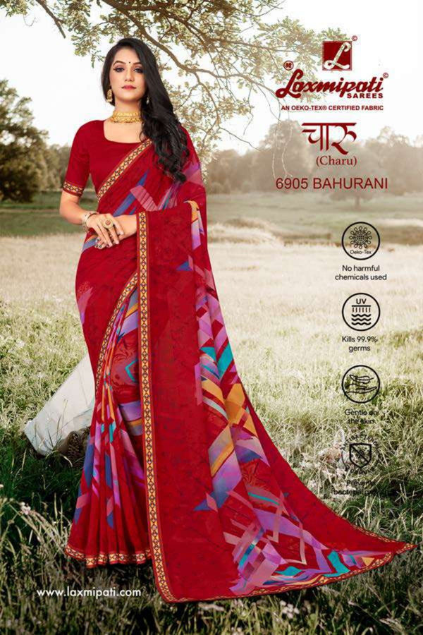 Laxmipati Charu 6905 Red Georgette Saree