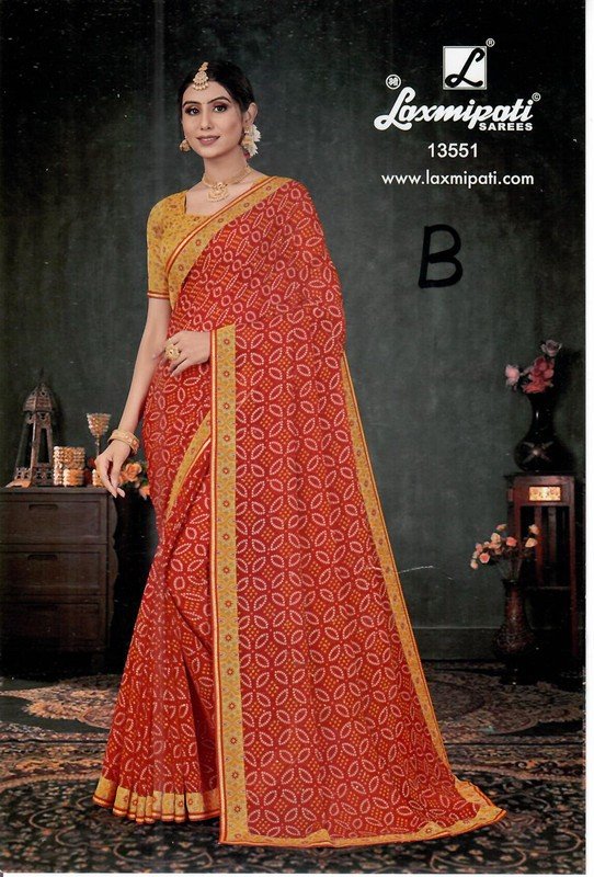 Laxmipati Charutha Pm-13551-B Red Chiffon Saree