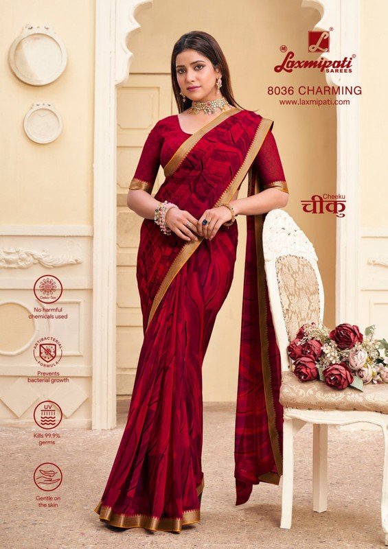 Laxmipati Cheeku 8036 Red Georgette Saree