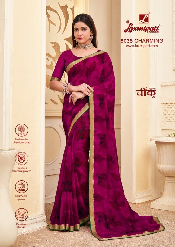 Laxmipati Cheeku 8038 Rani Pink Georgette Saree