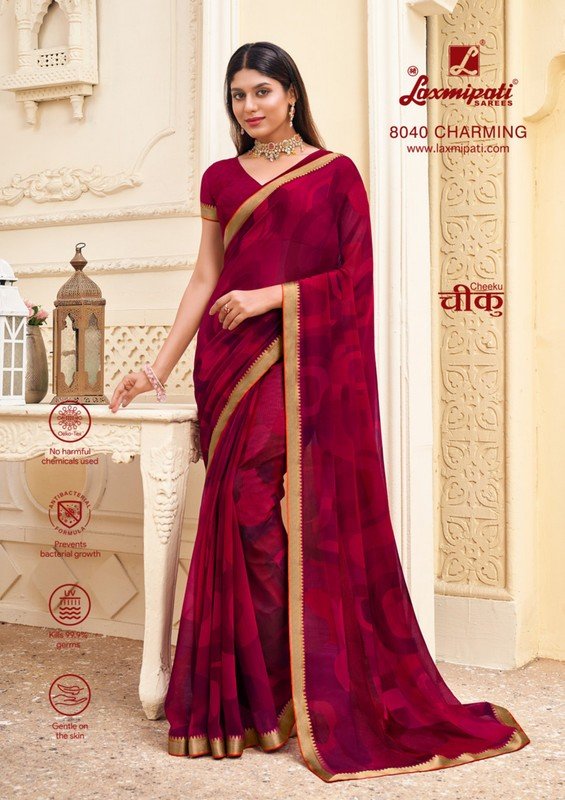 Laxmipati Cheeku 8040 Pink Georgette Saree