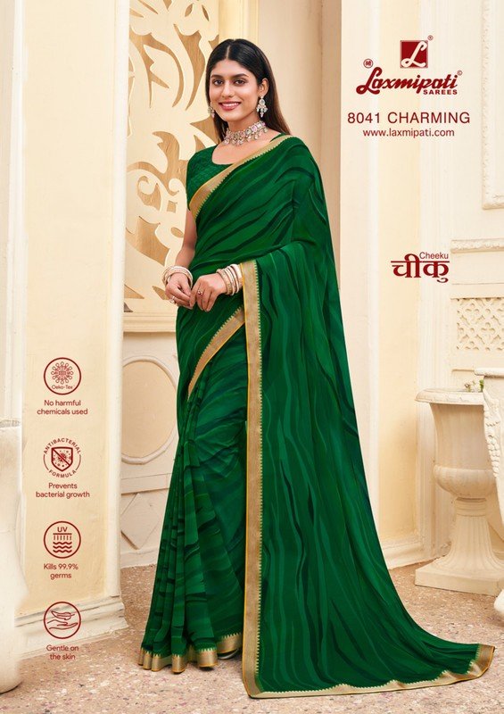 Laxmipati Cheeku 8041 Green Georgette Saree