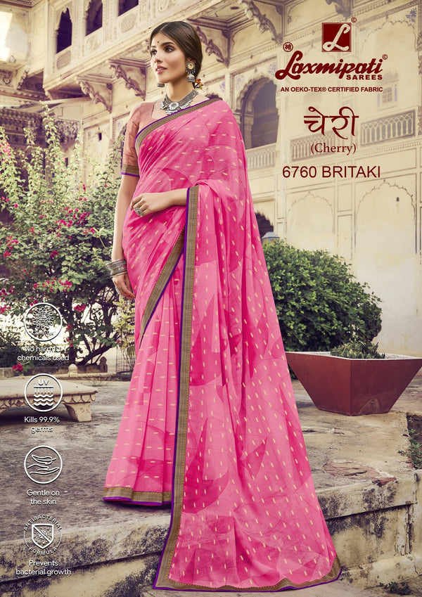 Laxmipati Cherry 6760 Pink Chiffon Saree