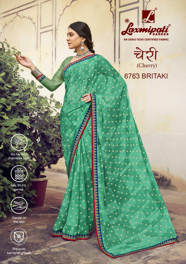 Laxmipati Cherry 6763 Green Chiffon Saree