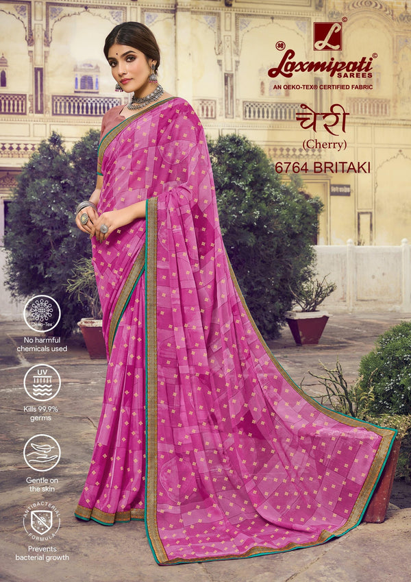 Laxmipati Cherry 6764 Violet Chiffon Saree