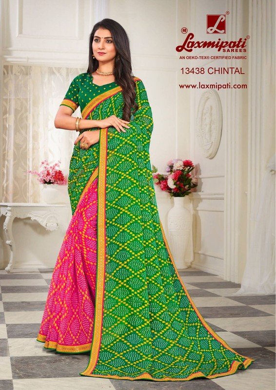 Laxmipati Chintal Pm-13438 Green Chiffon Saree