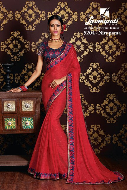 Laxmipati Chitravali 5204 Pink Chiffon Saree