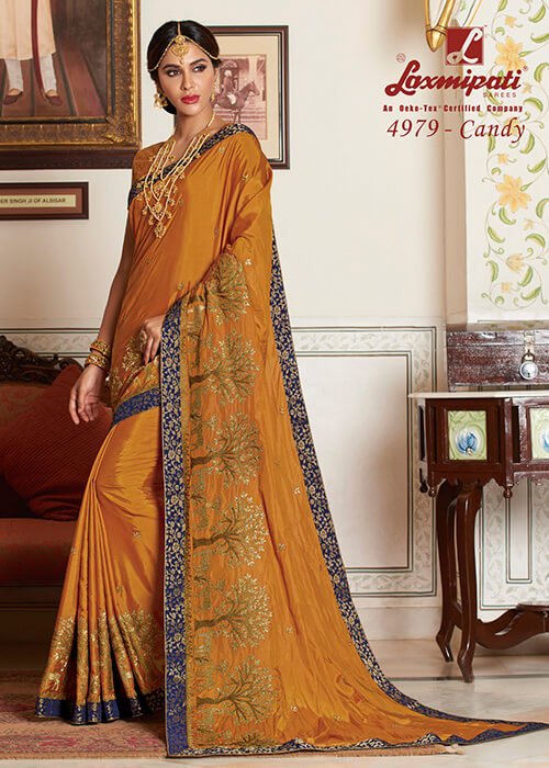 Laxmipati Padmavati-1 4979 Yellow Paper Silk Saree