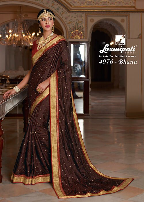 Laxmipati Padmavati-1 4976 Brown Paper Silk Saree