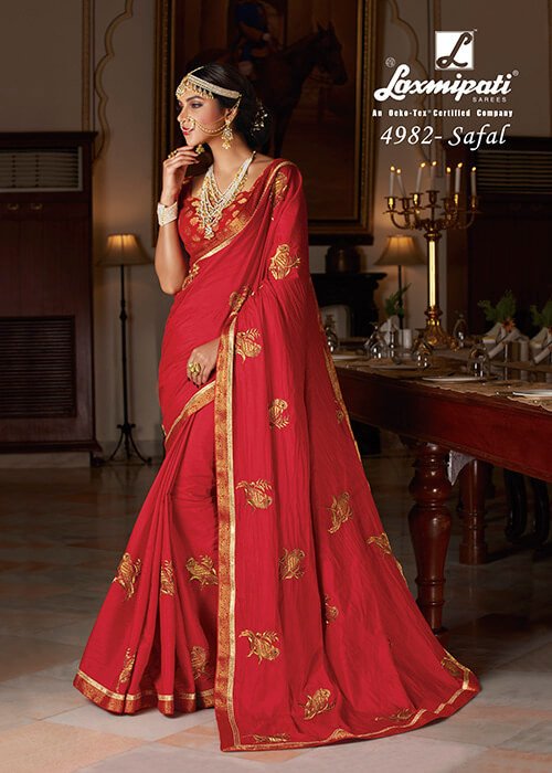 Laxmipati Padmavati-1 4982 Red Paper Silk Saree