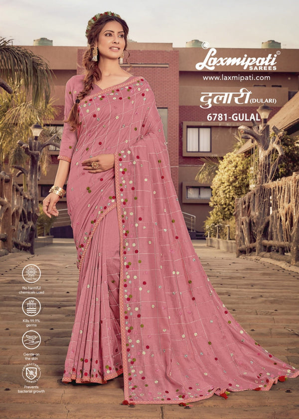 Laxmipati Dulari 6781 Pink Raw Silk Saree