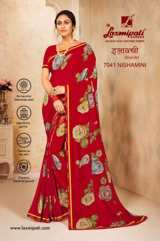 Laxmipati Elaichi 7041 Red Georgette Saree