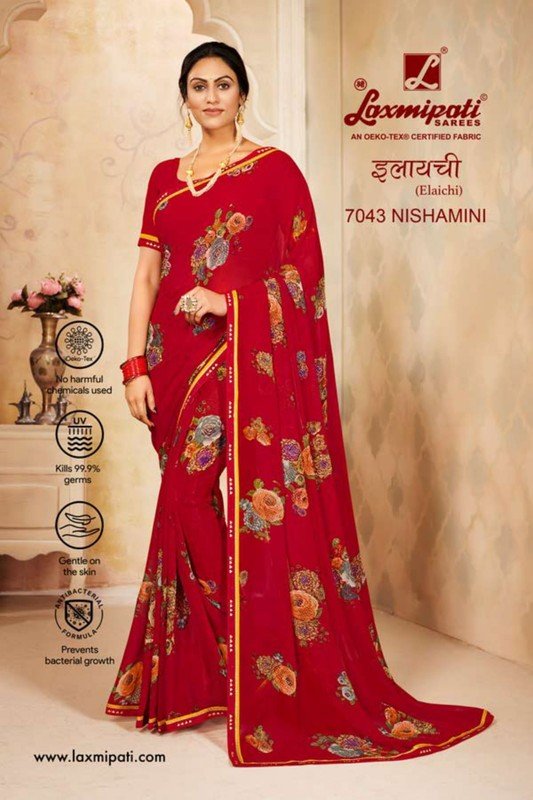 Laxmipati Elaichi 7043 Red Georgette Saree