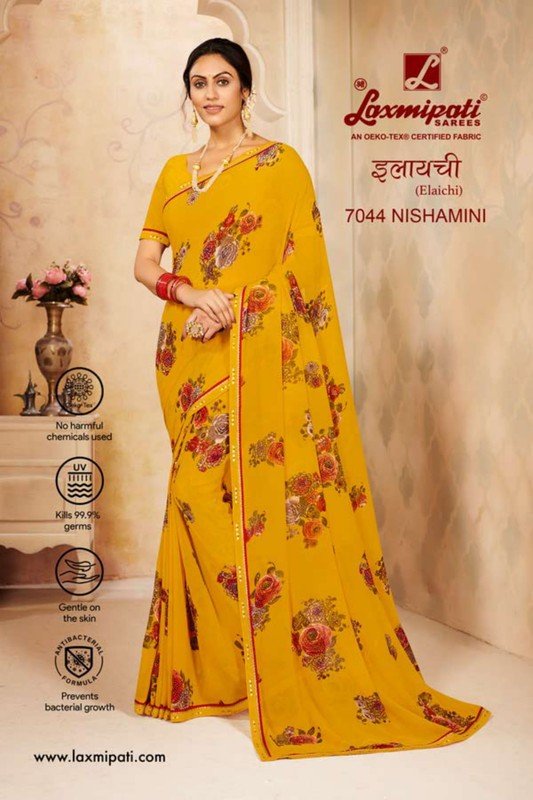 Laxmipati Elaichi 7044 Yellow Georgette Saree