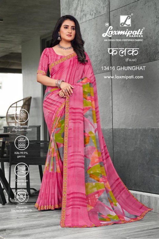 Laxmipati Falak Pm-13416 Pink Georgette Saree