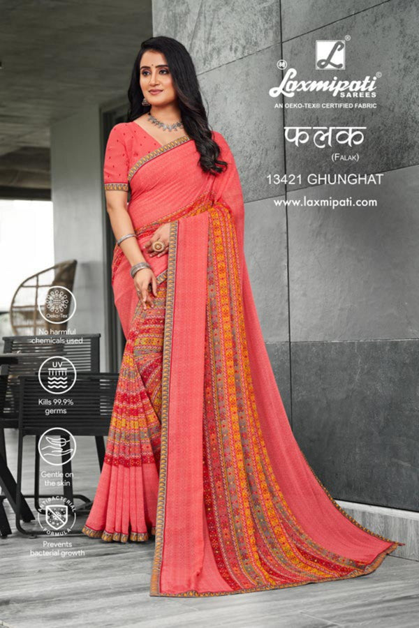 Laxmipati Falak Pm-13421 Pink Georgette Saree