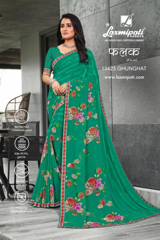 Laxmipati Falak Pm-13423 Green Georgette Saree