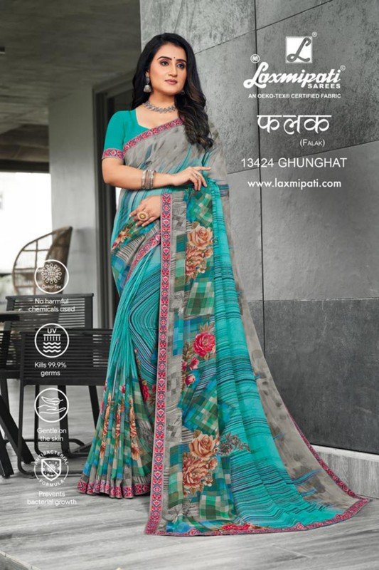 Laxmipati Falak Pm-13424 Blue Georgette Saree