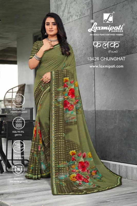 Laxmipati Falak Pm-13426 Green Georgette Saree